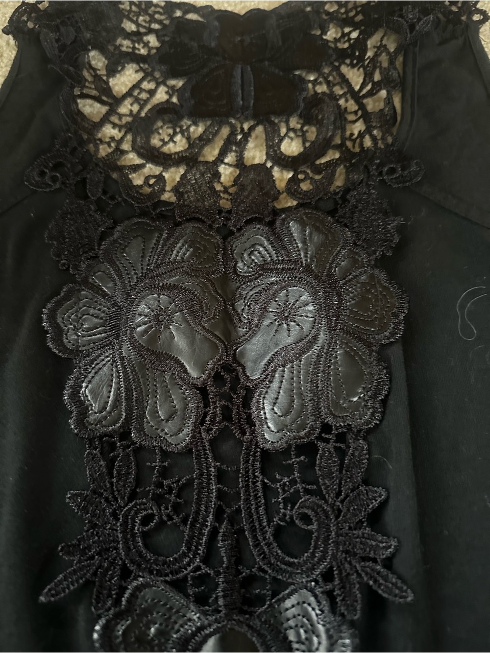 Black Lace-Back Sleeveless Women's Tank Top - Picture 2 of 4